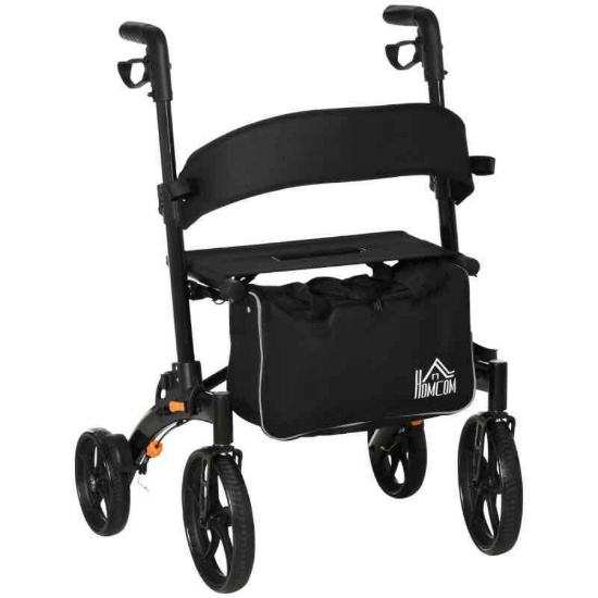 HOMCOM Aluminum Rollator Walker for Seniors and Adults with 10'' Wheels