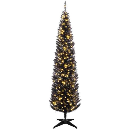 HOMCOM 7ft Pencil Christmas Tree, Slim Artificial Christmas Tree