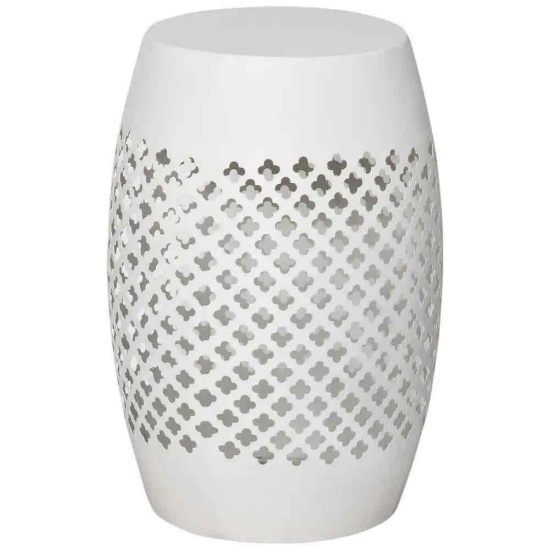 Outsunny White Round Steel Outdoor Side Table