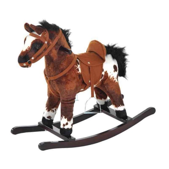 Qaba Kids Metal Plush Ride-On Rocking Horse