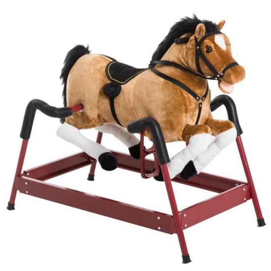 Qaba Durable Kids Plush Spring Rocking Horse