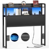 Headboard with Led Lights & Charging Station Twin Size