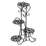 Karl home 4 Potted Rounded Flower Black Metal Shelves for Outdoor