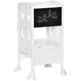 Qaba 2 in 1 Kids Foldable Kitchen Step Stool, Toddler Standing Tower