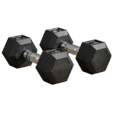 Soozier 2 x 15lbs Hex Dumbbell Set of 2, Rubber Weights Exercise Fitness Dumbbell with Non-Slip