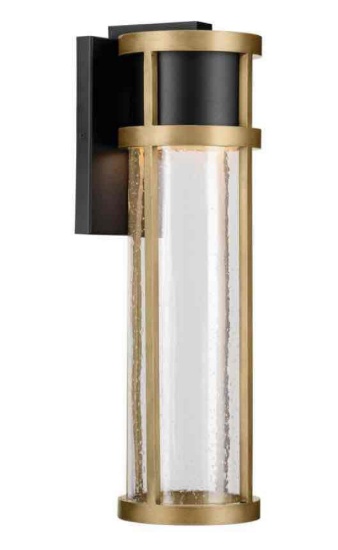 KICHLER Camillo LED Textured Black with Natural Brass Modern Outdoor Wall Light
