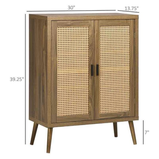 HOMCOM Sideboard Buffet Cabinet with Rattan Doors