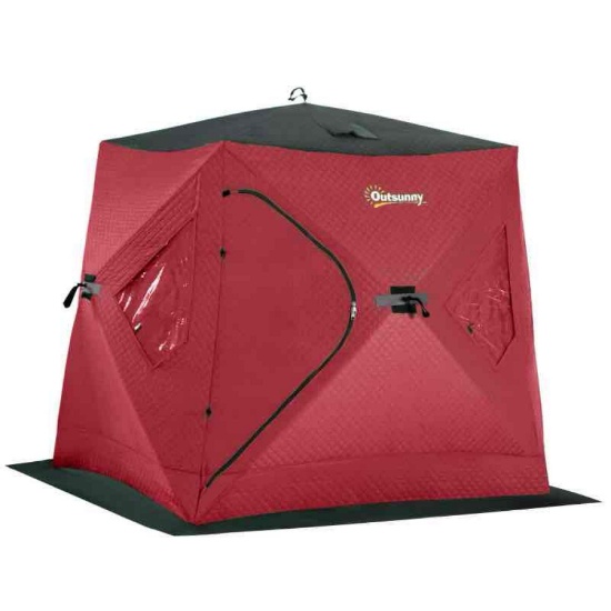 Outsunny 2 Person Insulated Ice Fishing Shelter Pop-Up Portable Ice Fishing Tent