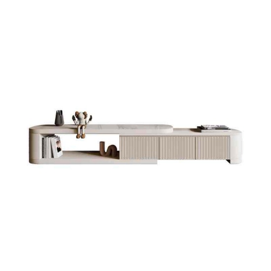Cogliandro 70.86''-122''W Modern Solid Wood TV Stand With Faux Marble Countertop