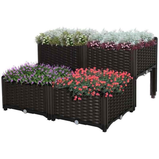 Outsunny 4 Piece Raised Garden Bed Kit with Legs Self-Watering Planter