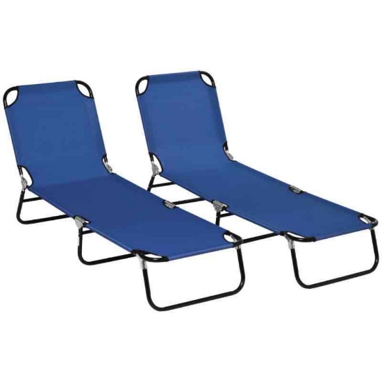 Outsunny 2 Piece Folding Chaise Lounge Pool Chairs