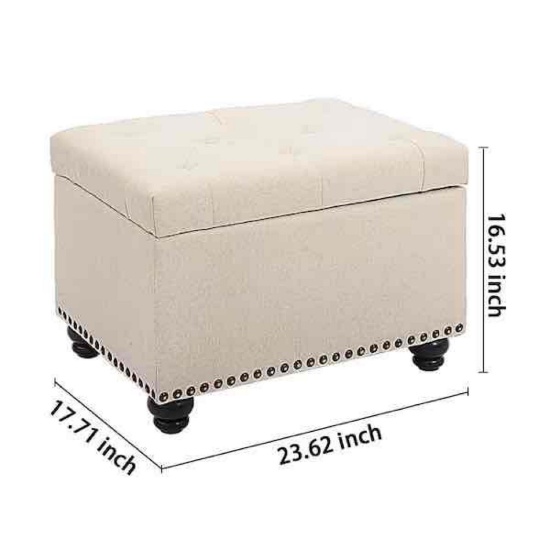 Beige Modern Tufted Bedroom Storage Ottoman Bench