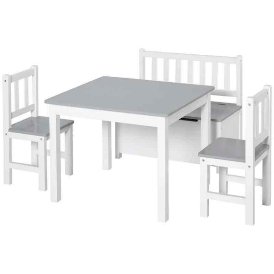 Qaba 4-Piece Kids Table and Chair Set with Storage