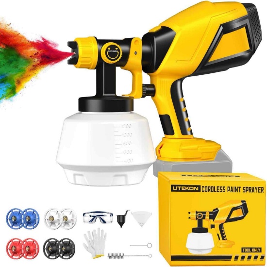 Cordless Paint Sprayer Compatible with DE-WALT 20V Max Battery,