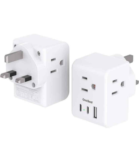 Lot of 6 OneBeat 2 Pack US to UK Ireland Travel Plug Adapter, Type G Power Plug Adapter with 3