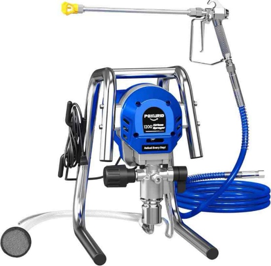 Poxurio 1200W Airless Paint Sprayer, 3300PSI High Efficiency Electric Paint Sprayer