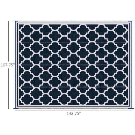 Outsunny Reversible Outdoor Rug, 9' x 12' Waterproof Plastic Straw Floor Mat