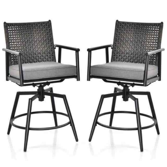 2 Seater Black Swivel Patio Swivel Bar Stool