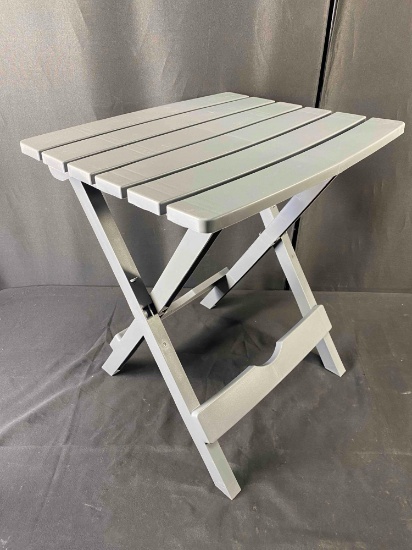 Adams Quik-Fold 20 in. Resin Charcoal Square Patio Side Table