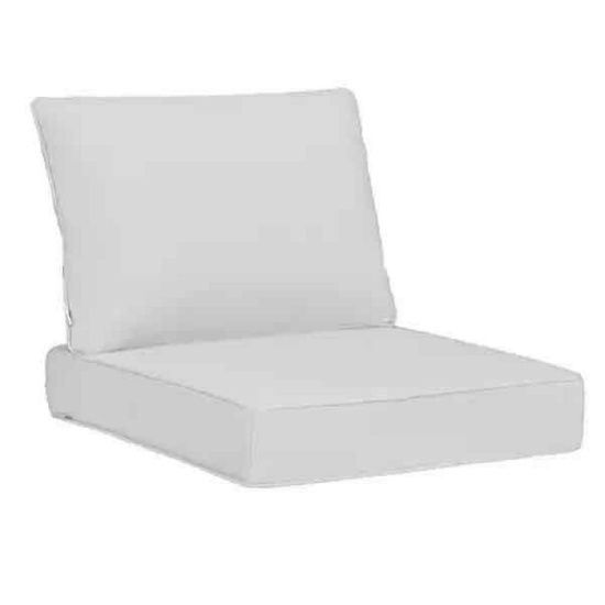 2-Piece Deep Seat Rectangle Outdoor Lounge Chair Cushion/Throw Pillow Set in White