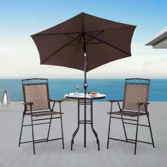 Outsunny 4-Piece Metal Round Bar Height Outdoor Bistro Set with 2 Chairs, and Table