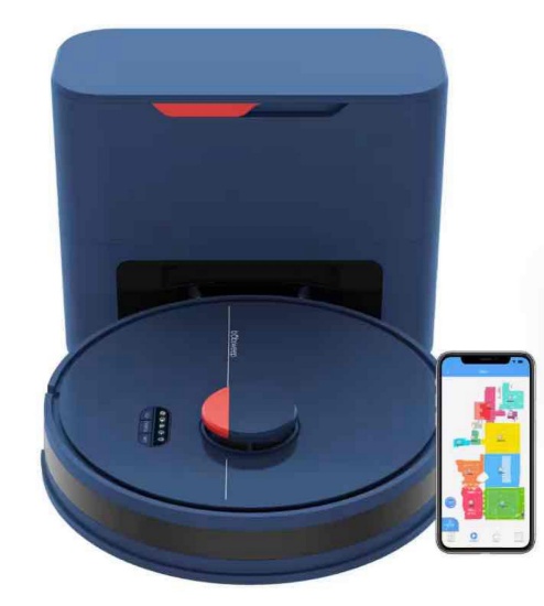 Dustin Wi-Fi Connected Self-Emptying Robot Vacuum and Mop in Navy