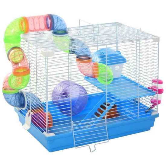 PawHut 2-Level Hamster Cage Rodent Gerbil House Mouse Mice Rat Habitat Metal Wire