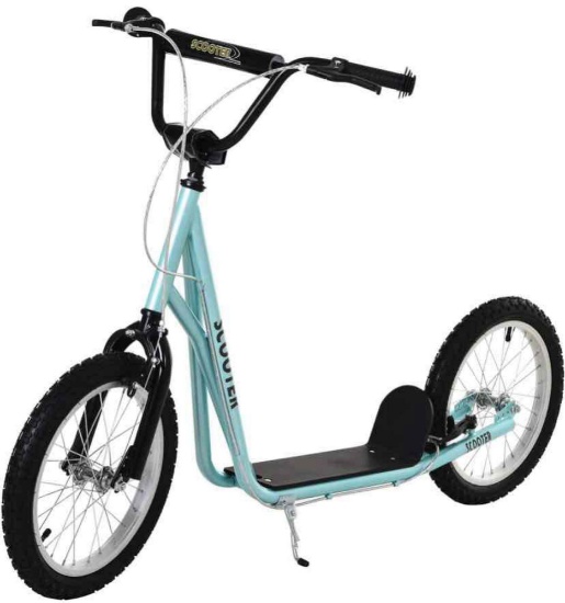 Aosom Youth Scooter Kick Scooter for Kids 5+ with Adjustable Handlebar 16" Front and Rear Dual