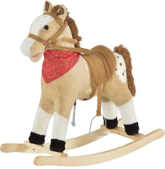 Qaba Kids Plush Ride-On Rocking Horse Toy Cowboy Rocker