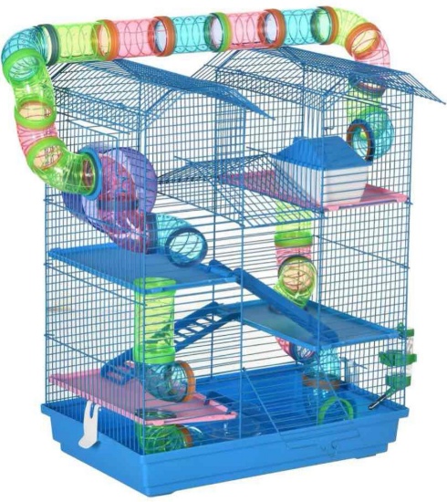 PawHut 18.5" 5 Tier Hamster Cage with Tubes and Tunnels