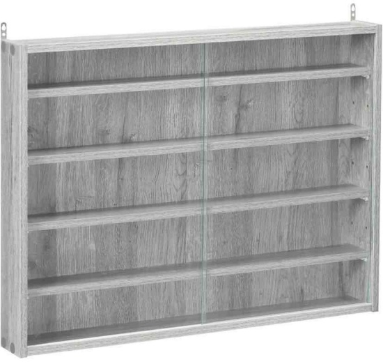 HOMCOM 5-Tier Display Cabinet, Glass Door Cabinet with Adjustable Shelves, Wall-Mounted Display Case