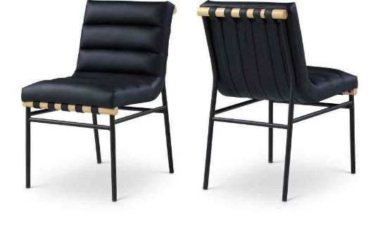 Pair Burke Vegan Leather Upholstered Dining Chair Set of 2