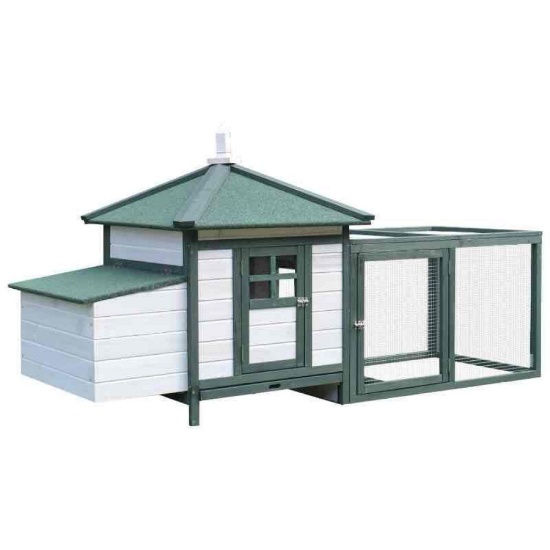 PawHut 77" Wooden Chicken Coop Hen House Poultry Cage