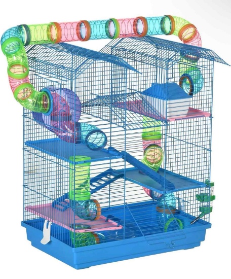 PawHut 18.5" 5 Tier Hamster Cage with Tubes and Tunnels