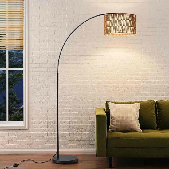 76'' Rattan Arched Dimmable Floor Lamp