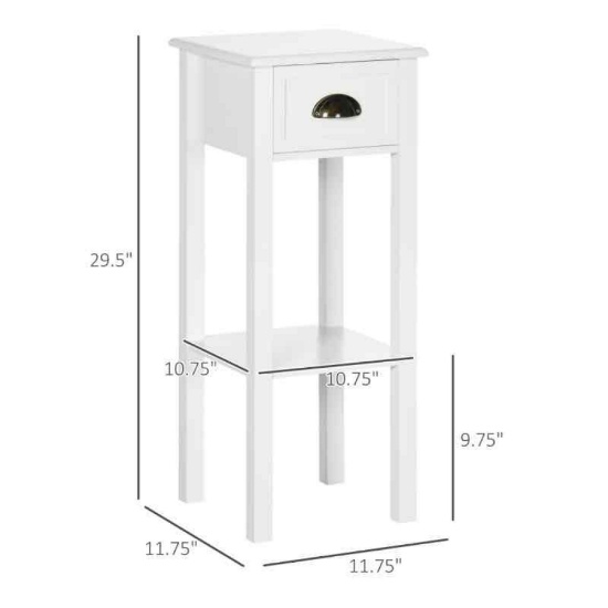 HOMCOM 2-Tier Side Table with Drawer and Shelf