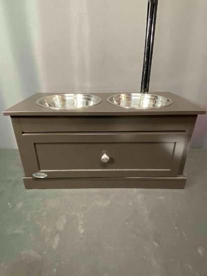 PawHut Large Elevated Dog Bowls with Storage Drawer Containing 11L Capacity