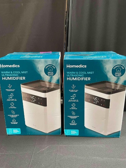 Set of 2 Homedics Warm & Cool Mist Ultrasonic Humidifiers