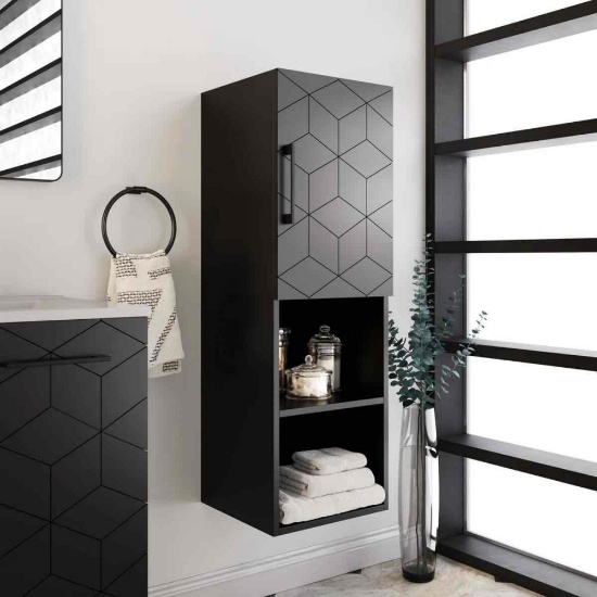 Annecy 15" W x 46" H x 12" D Linen Cabinet in Phantom Black