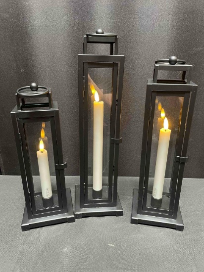 Set of Tower Lantern LED Tapered Candle