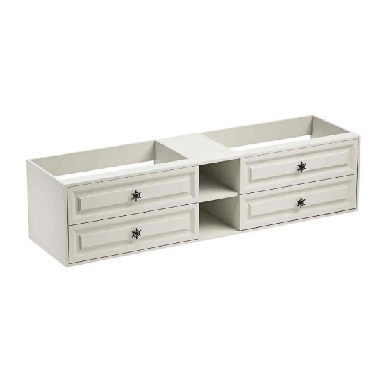 Bathroom Cabinet With Storage Drawers And Open Shelves