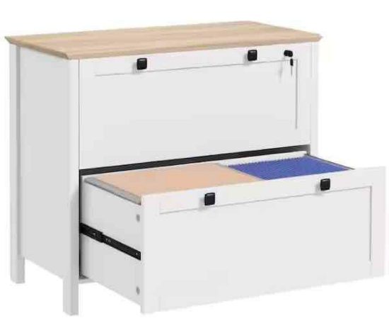 HOMCOM File Cabinet 2 Drawer White Engineered Wood 31.1 in. W Vertical File Cabinet