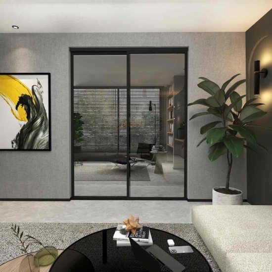 2 Panel LiteSmoked Glass Sliding Room Divider