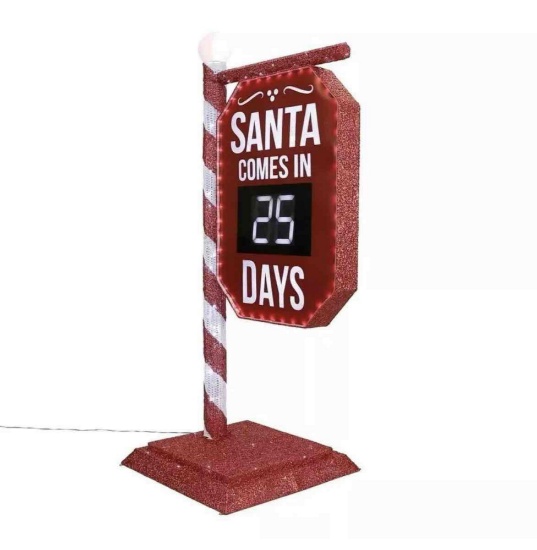 Members Mark 5' Pre-Lit Santa Countdown Sign Holiday Decor Christmas Decorations