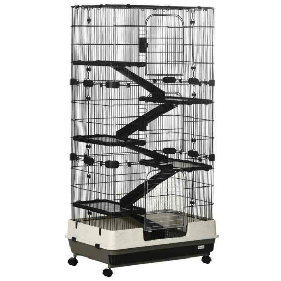 PawHut 6-tier Platform Rolling Small Animal Rabbit Cage