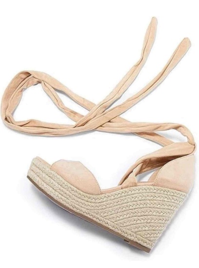 (size 10)Huiyuzhi Women's Lace Up Open Toe Platform Wedge Sandals