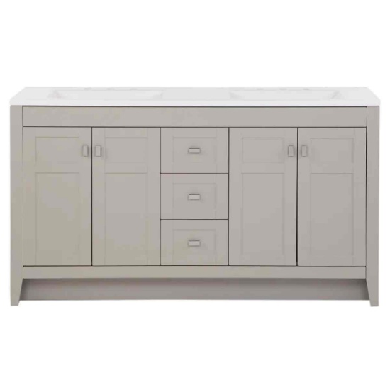 60.5" Double Bathroom Vanity With Cultured Marble Top