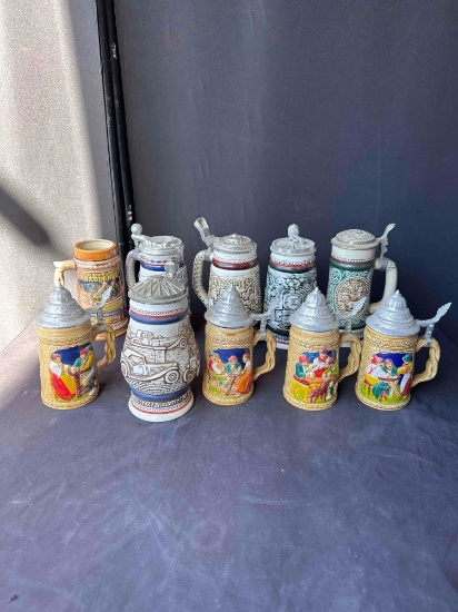 German Lidded Beer Steins