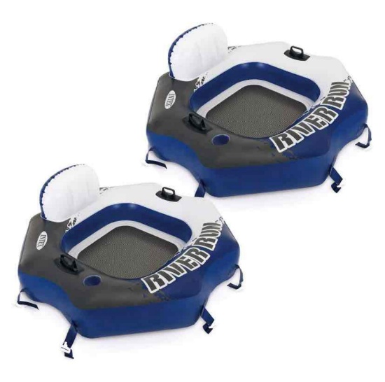 Set of 2 Intex River Run Connect Lounge Inflatable Floating Water Tube