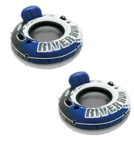 Set of 2 Intex River Run 1-Person Inflatable Floating Water Lounge Tube